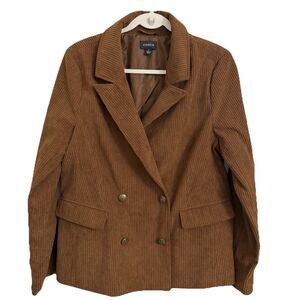 Evereve Ronnie Corduroy Blazer Womens Large Brown Double Breasted Jacket